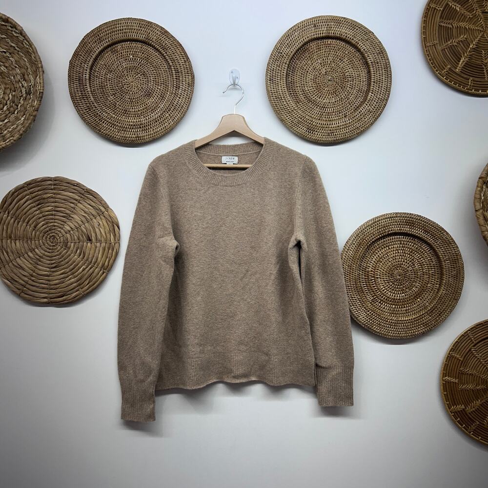 J. Crew Crew Neck Sweater in Extra Soft Yarn Medium Brown Tan Neutral Minimalist